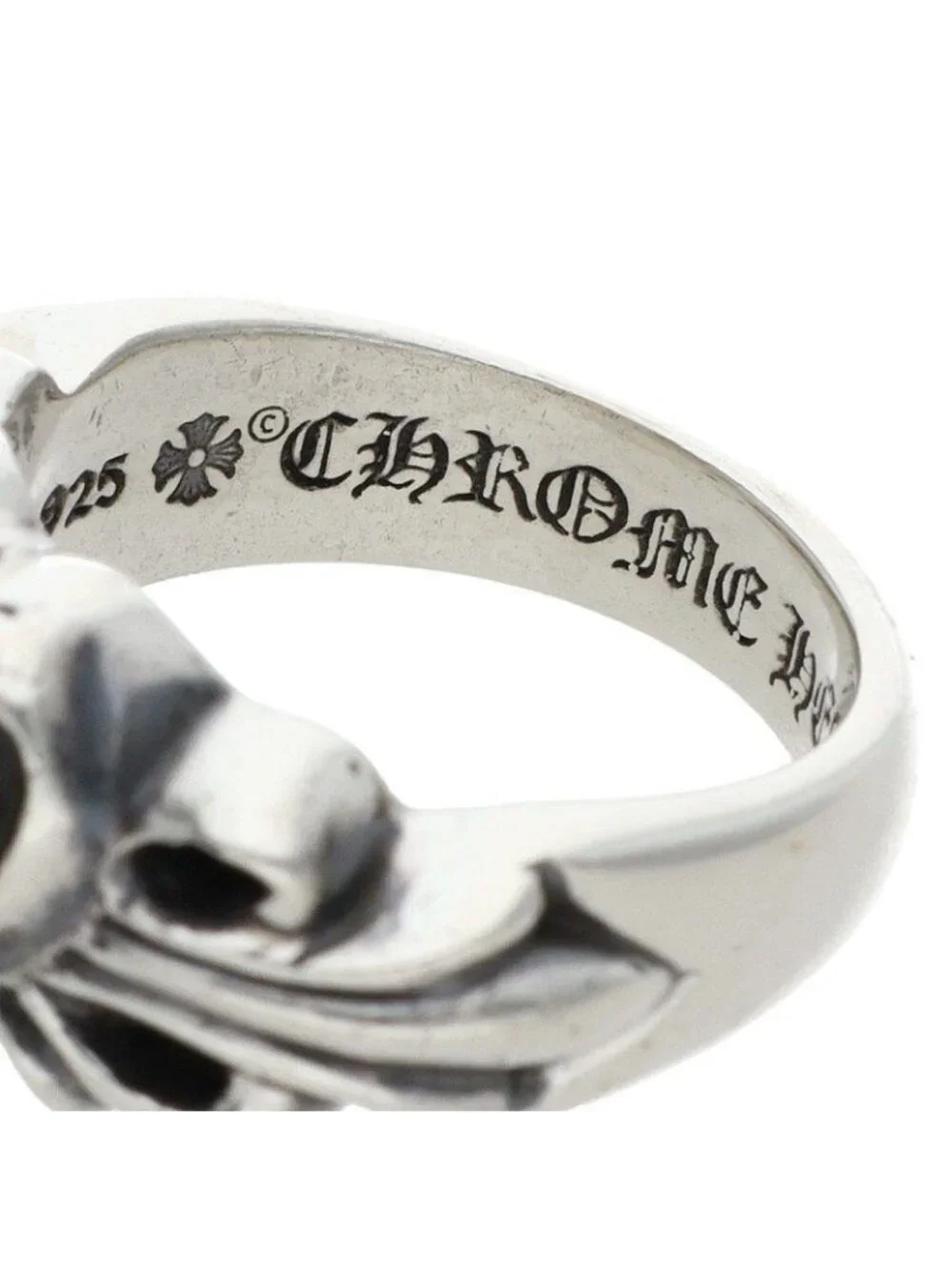 Chrome Hearts Flrl Cross Hrt Floral Heart Silver Ring